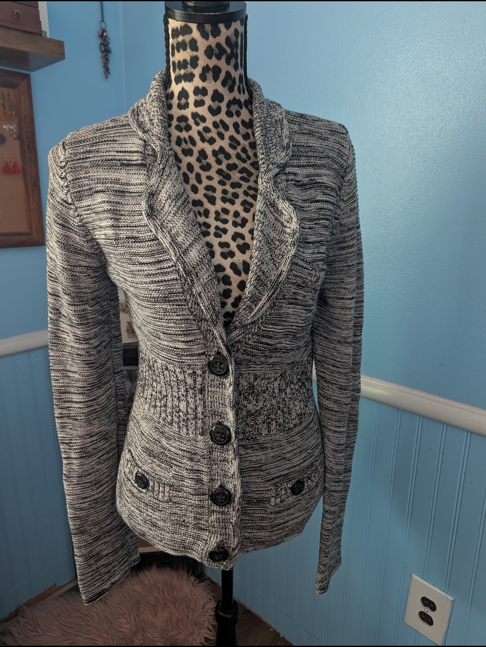 Apt. 9 Black and White Marled Knit Blazer